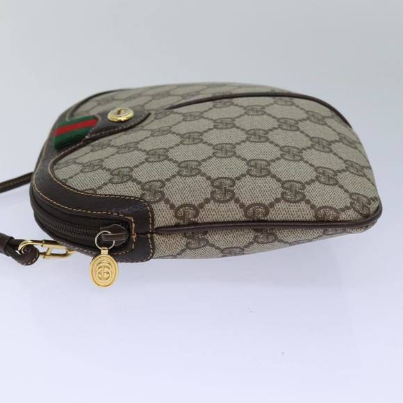 GUCCI GG Canvas Web Sherry Line Shoulder Bag PVC Beige Green Red Auth ep5130 - Picture 4 of 16